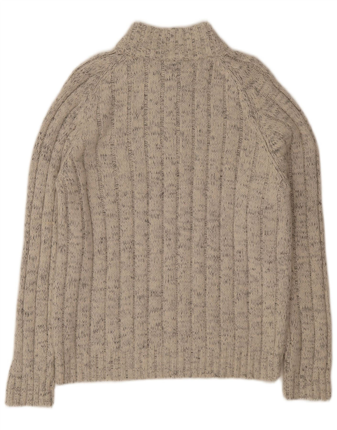 Marks & Spencer Mens Zip Neck Jumper Sweater Large Beige Striped Acrylic