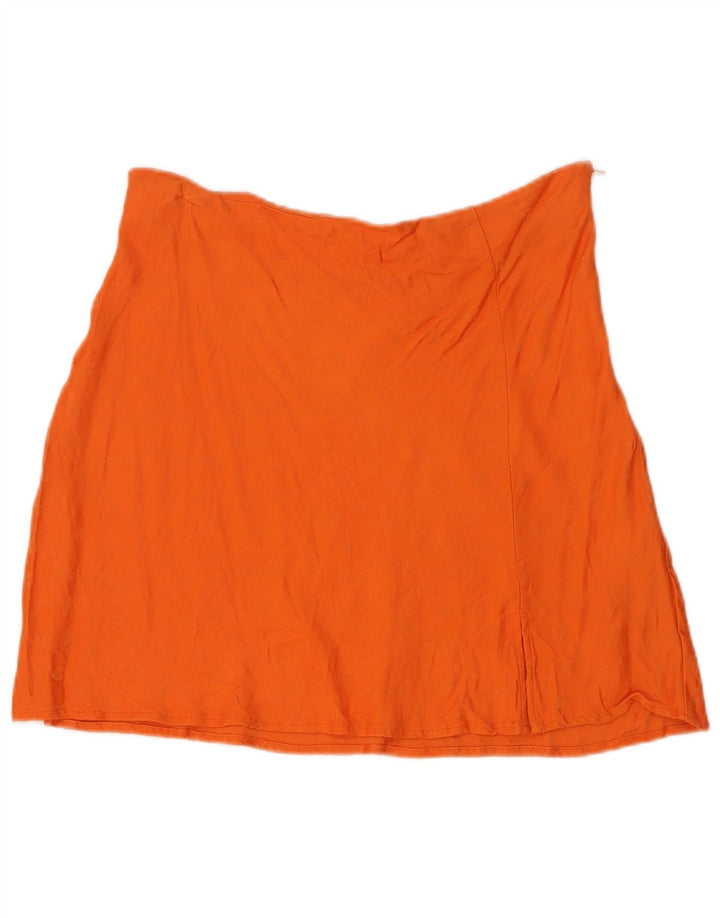 Zara Dame Mini Nederdel Large W30 Orange Viscose