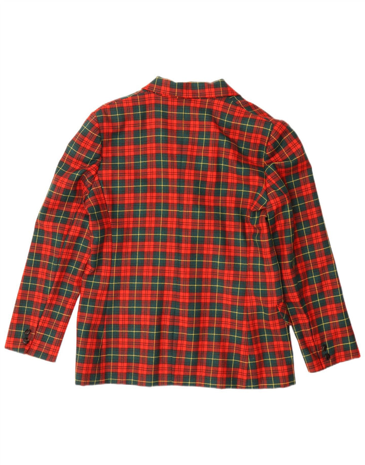 Vintage Damen 3-Knopf-Blazerjacke IT 46 Große rotkarierte Schurwolle
