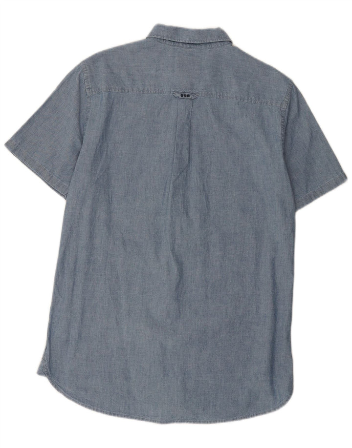 Camicia a maniche corte da uomo Superdry Small in cotone blu