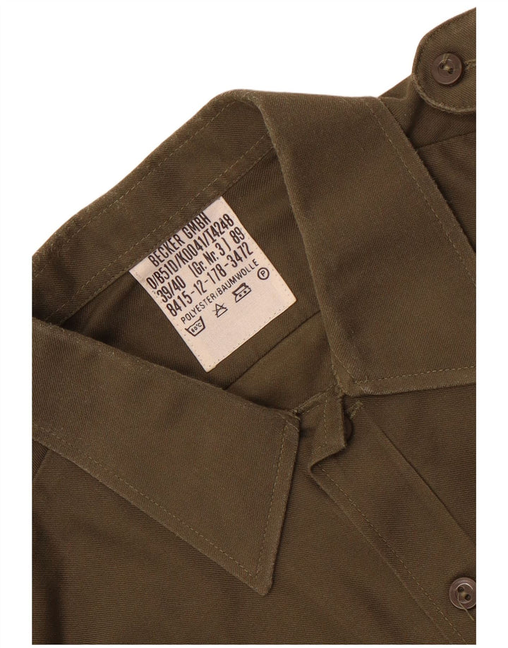 Vintage Mens Military Shirt Size 39/40 Medium Khaki Polyester