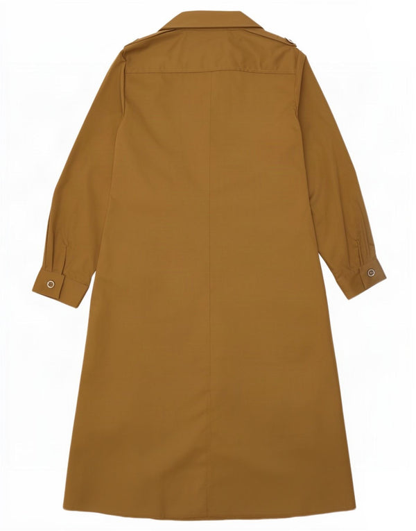 Vintage Damen Langarm-Hemdkleid UK 12 Medium Beige