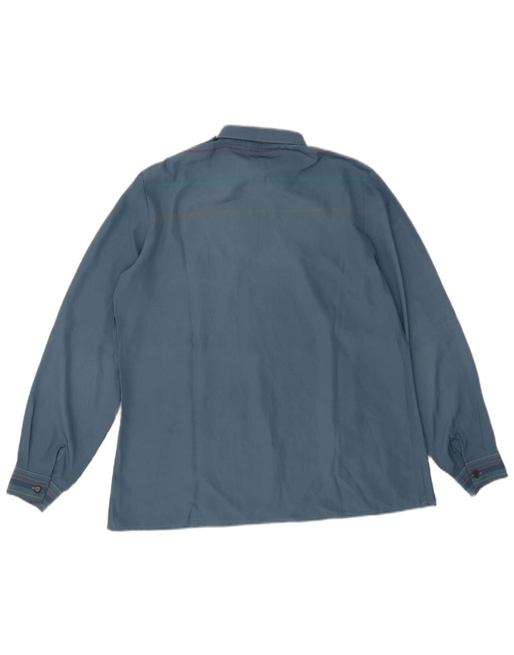 Camicia pullover vintage da donna IT 48 XL Poliestere a righe blu