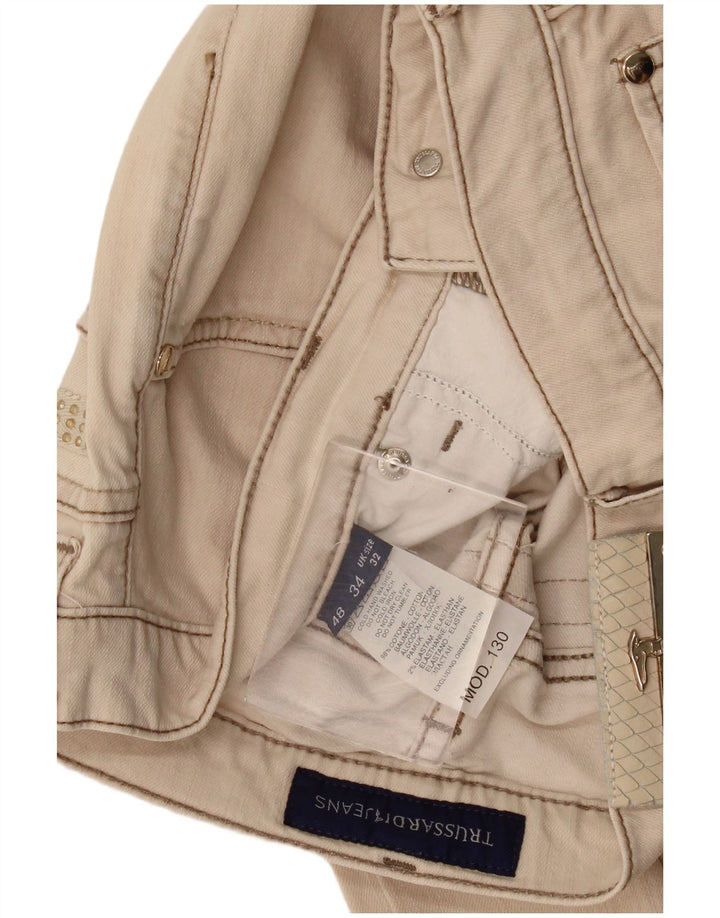 Trussardi Womens Straight Jeans W32 L32 Beige Cotton