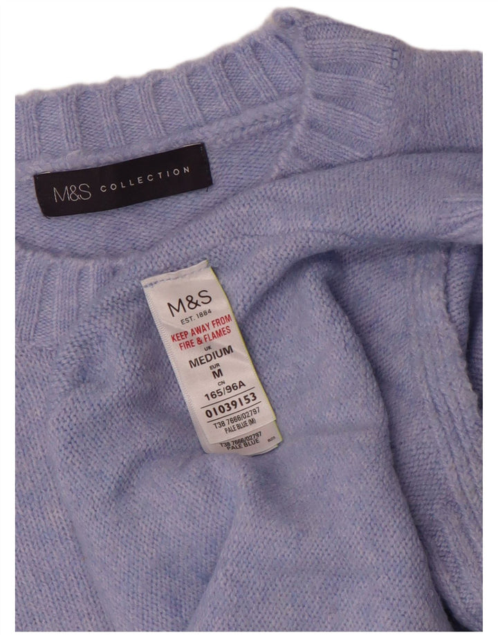 Marks & Spencer Womens Crew Neck Jumper Sweater UK 14 Medium Blue Acrylic