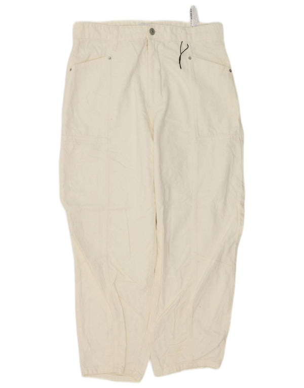 Jeans Zara da donna a vita alta vestibilità ampia EU 42 Large W32 L28 cotone bianco sporco