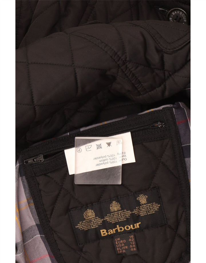 Giacca trapuntata doppiopetto da donna Barbour UK 16 grande poliestere grigio