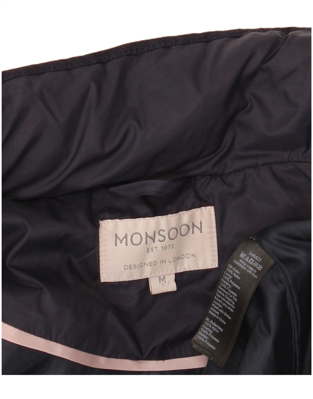 Damski płaszcz ocieplany Monsoon UK 14, średni granatowy nylon