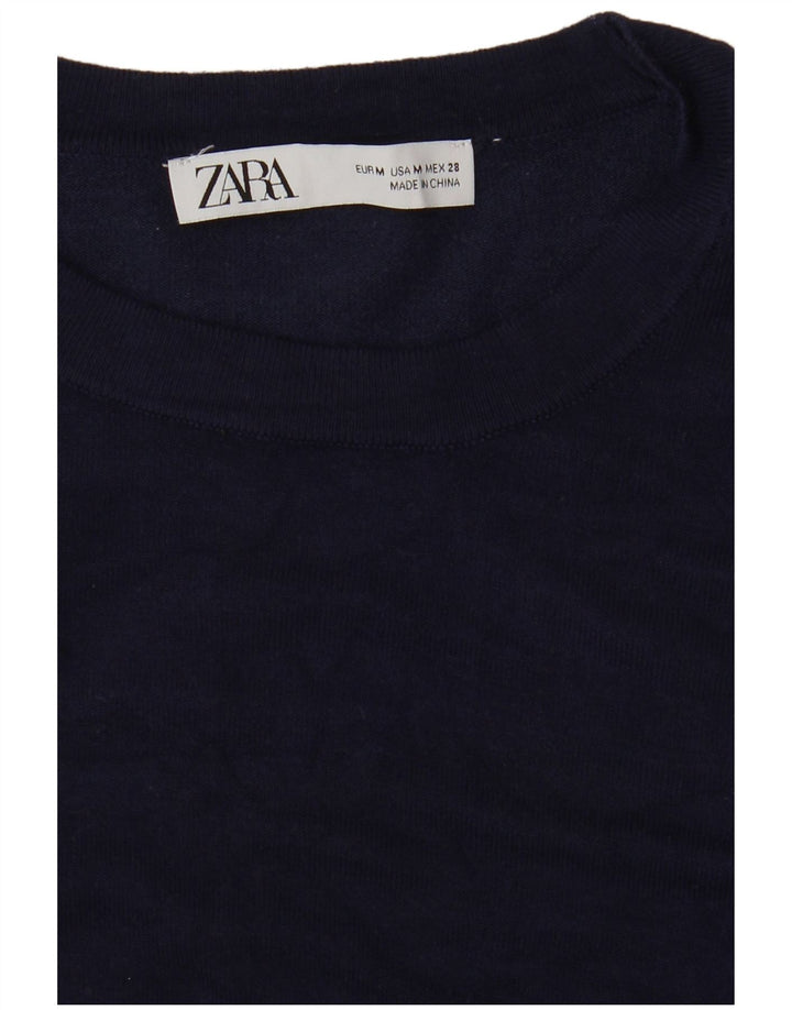 Zara Womens Boat Neck Jumper Sweater UK 12 Medium Navy Blue