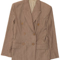 Vintage dobbeltradet blazerjakke til kvinder IT 42 Medium Beige Uld