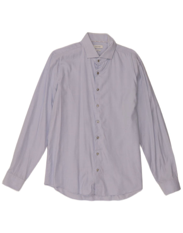 Calvin Klein Chemise ajustée pour homme Taille 42 16 1/2 Grand coton bleu