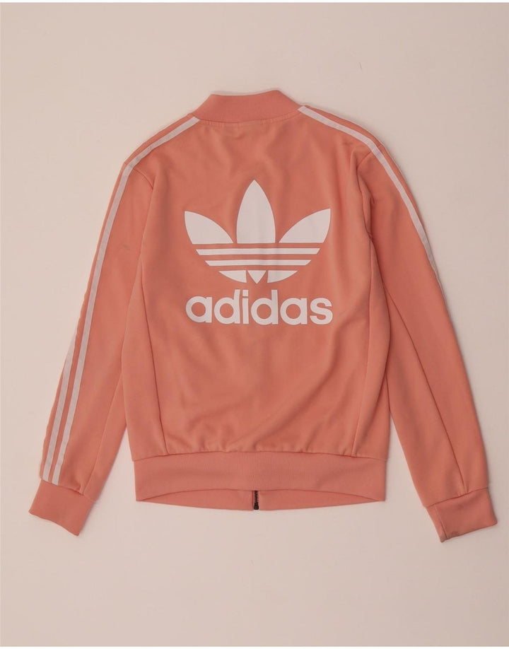 Adidas Dame Grafisk Træningsdragt Top Jacket UK 8 Lille Pink Polyester