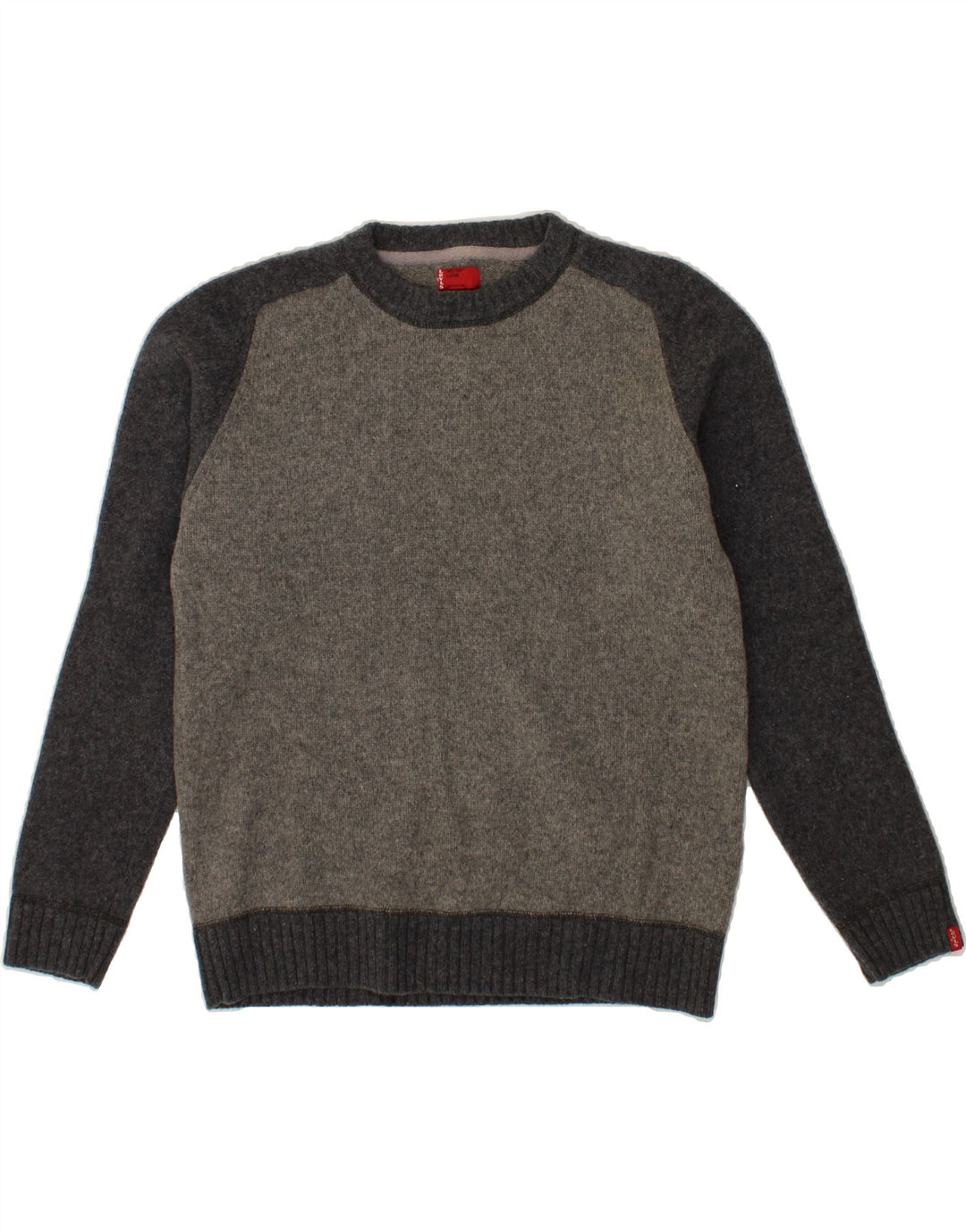 LEVI'S Herre sweater med rund hals, stor grå farveblok lammeuld