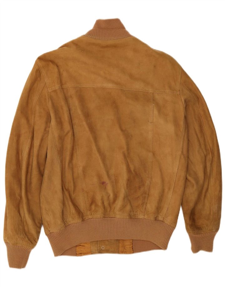 Maren Mens Suede Bomber Jacket UK 40 Large Beige Suede
