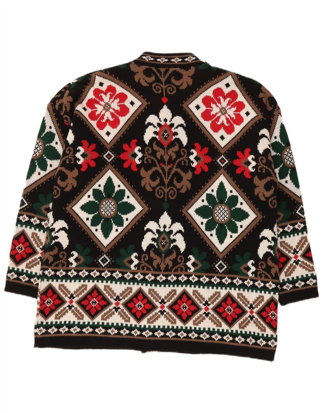 BELLISIMO  Womens Oversized Cardigan Sweater UK 16 Large Black Fair Isle