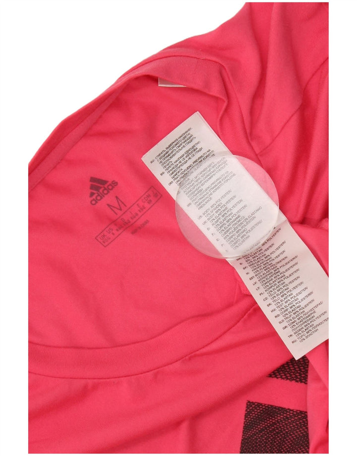 Adidas Womens Graphic T-Shirt Top UK 12/14 Medium Pink Polyester