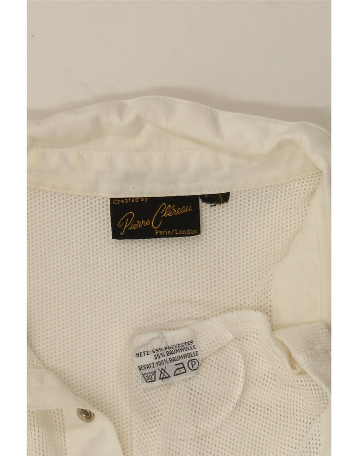 VINTAGE Mens Short Sleeve Pullover Shirt Medium White Polyester Vintage Vintage and Second-Hand Vintage from Messina Hembry 