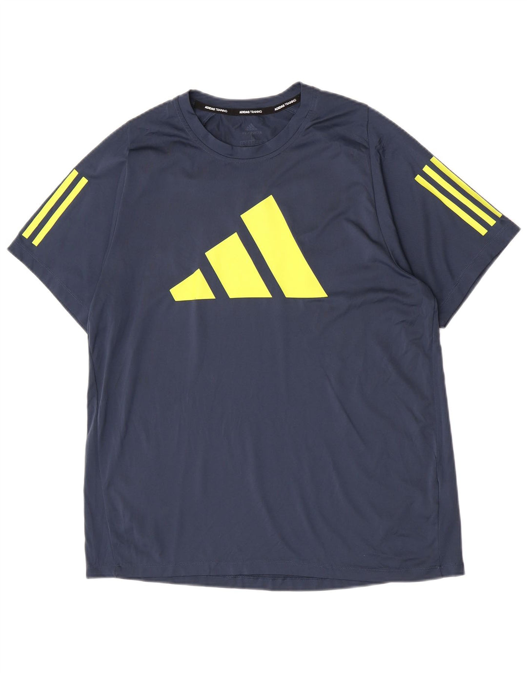 Adidas Mens Regular Graphic T-Shirt Top Large Navy Blue Colourblock