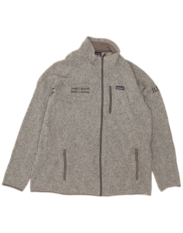 Patagonia Mens Graphic Tracksuit Top Jacket 2XL Grey Flecked Polyester