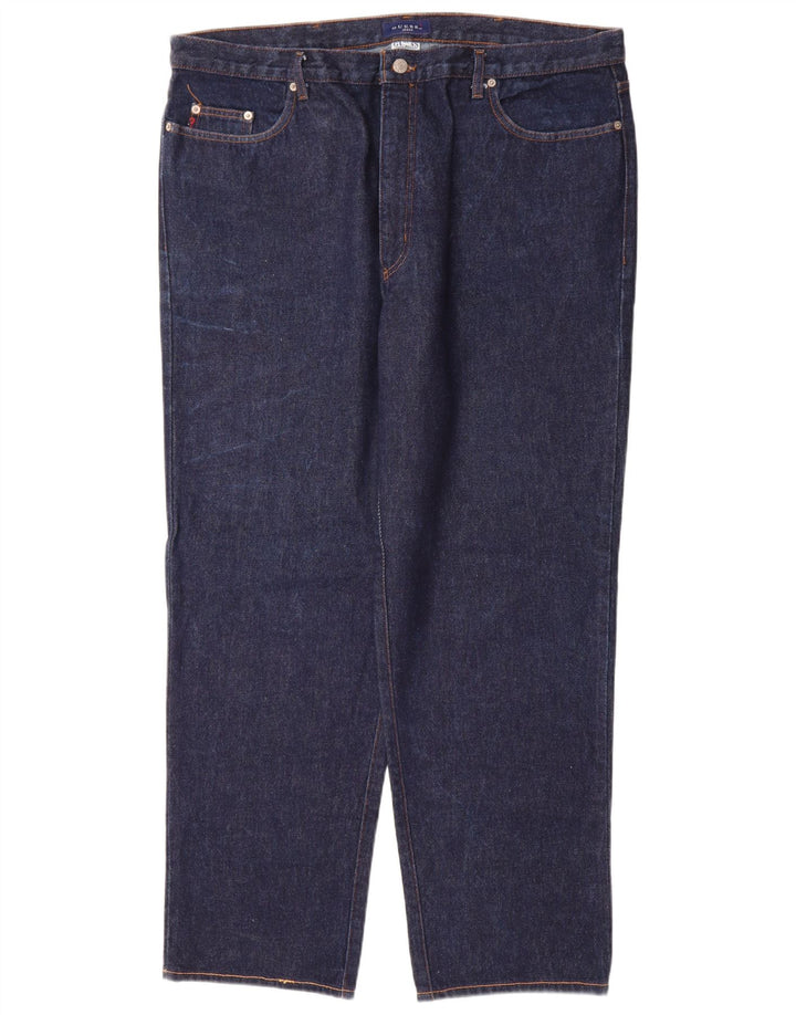 Guess Mens Straight Jeans W42 L32 Navy Blue Cotton
