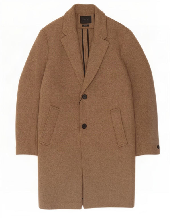 Мужское пальто Zara UK 38, средний бежевый, шерсть
