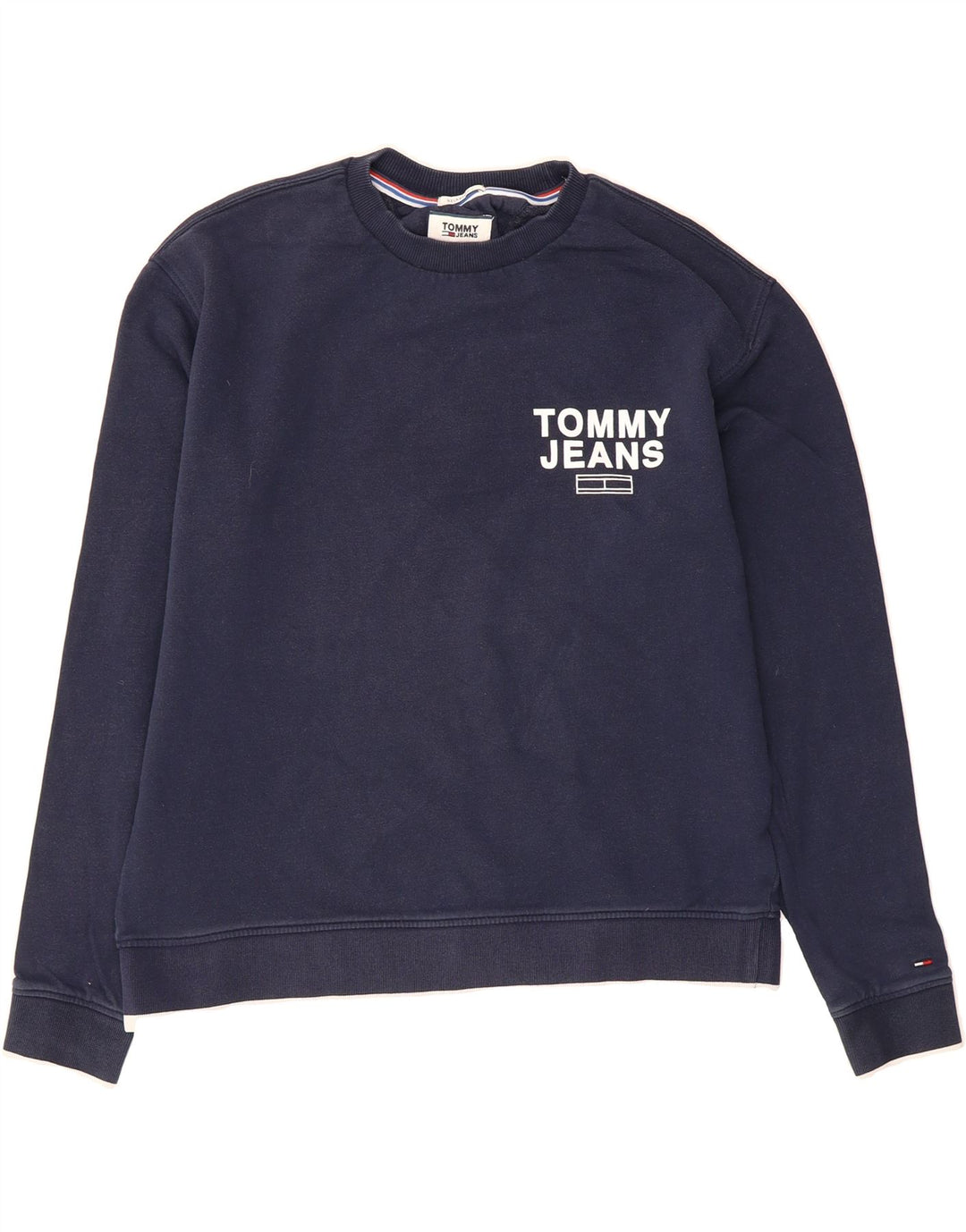 TOMMY HILFIGER Mens Graphic Relaxed Fit Sweatshirt Jumper Medium Navy Blue Vintage Tommy Hilfiger and Second-Hand Tommy Hilfiger from Messina Hembry 