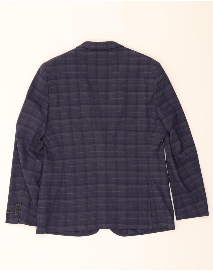 FRENCH CONNECTION Mens 2 Button Blazer Jacket UK 44 2XL Navy Blue Check Vintage French Connection and Second-Hand French Connection from Messina Hembry 