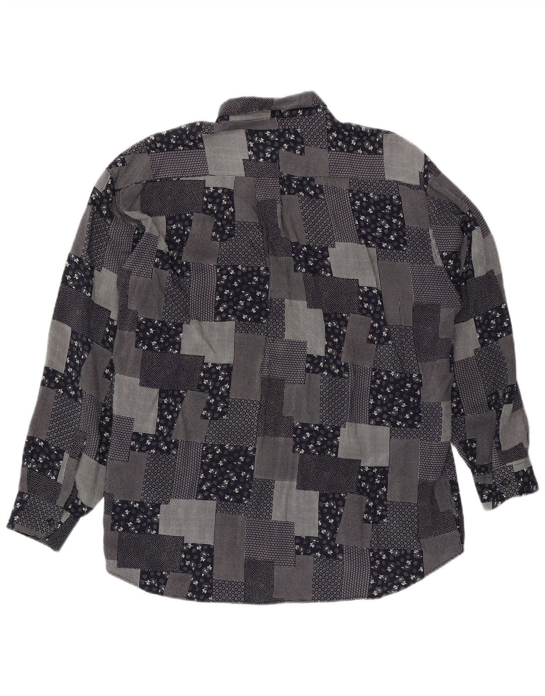 VINTAGE Mens Shirt XL Black Patchwork Viscose