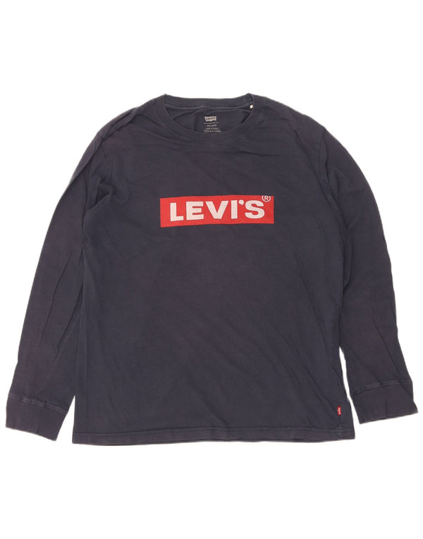 Levi's Maglietta da uomo con grafica rilassata a maniche lunghe in cotone blu navy