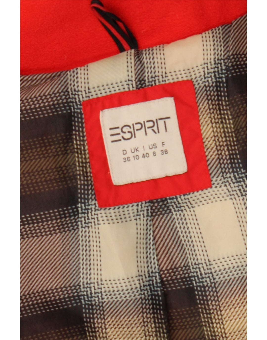 Esprit Womens Hooded Padded Coat UK 10 Small Red Polyester