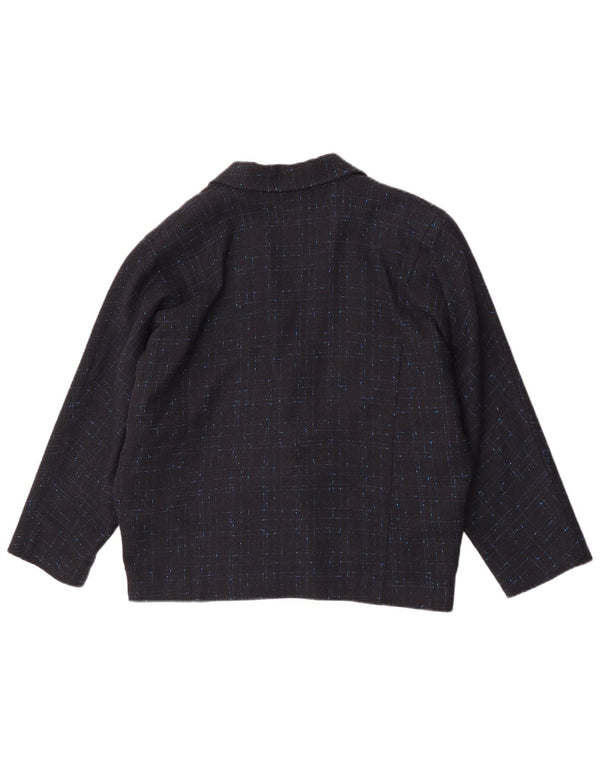 Vintage Womens Oversized Blazer Jacket EU 34 XS Navy Blue Check