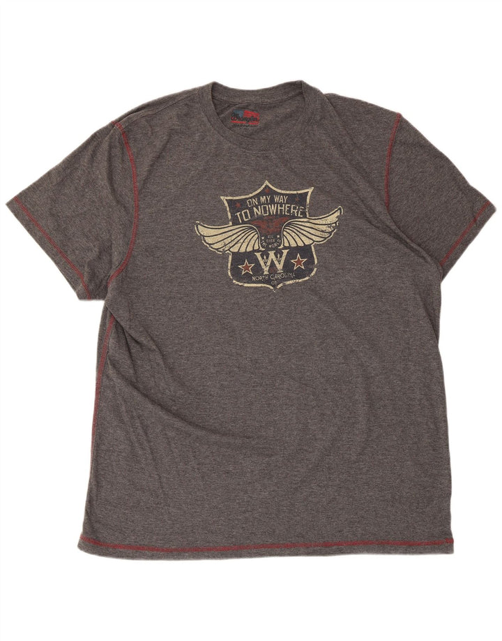 Wrangler Herre Grafisk T-Shirt Top XL Grå Polyester