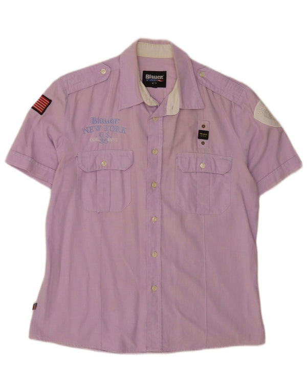 Blauer Mens Graphic Short Sleeve Shirt XL Purple Cotton
