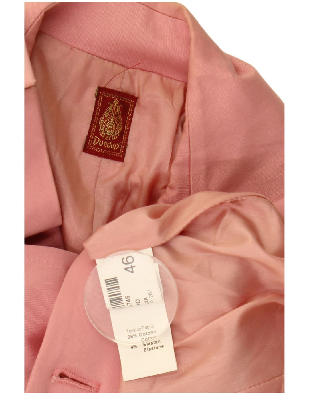 Dondup Damen Zweireiher-Blazerjacke IT 46 Large Rosa Baumwolle
