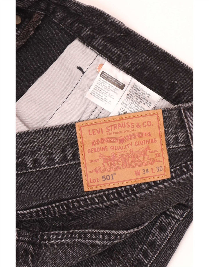 Levi's Mens 501 Straight Jeans W34 L30 Black Cotton