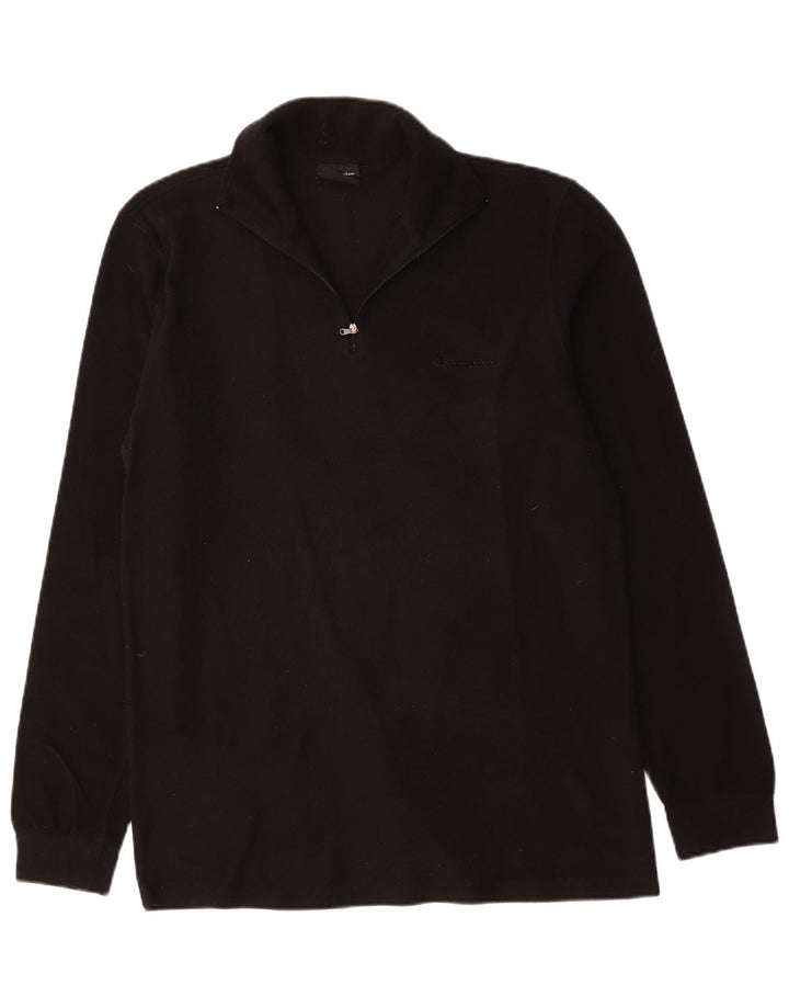 Champion Mens Zip Neck Fleece Jumper 2XL Black Polyester
