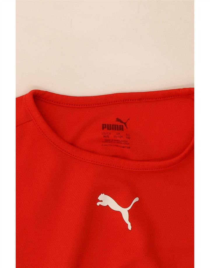 Puma Boys T-Shirt Top 11-12 Years Red Colourblock Polyester