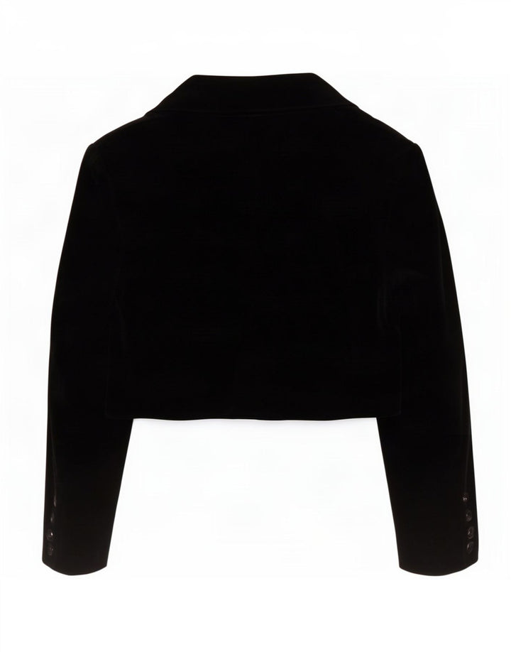Benetton Womens 2 Button Velvet Bolero Jacket IT 48 XL Black Modacryl