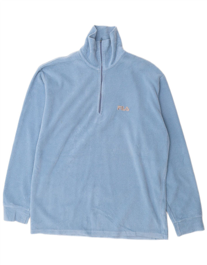 FILA Mens Zip Neck Fleece Jumper XL Blue Polyester