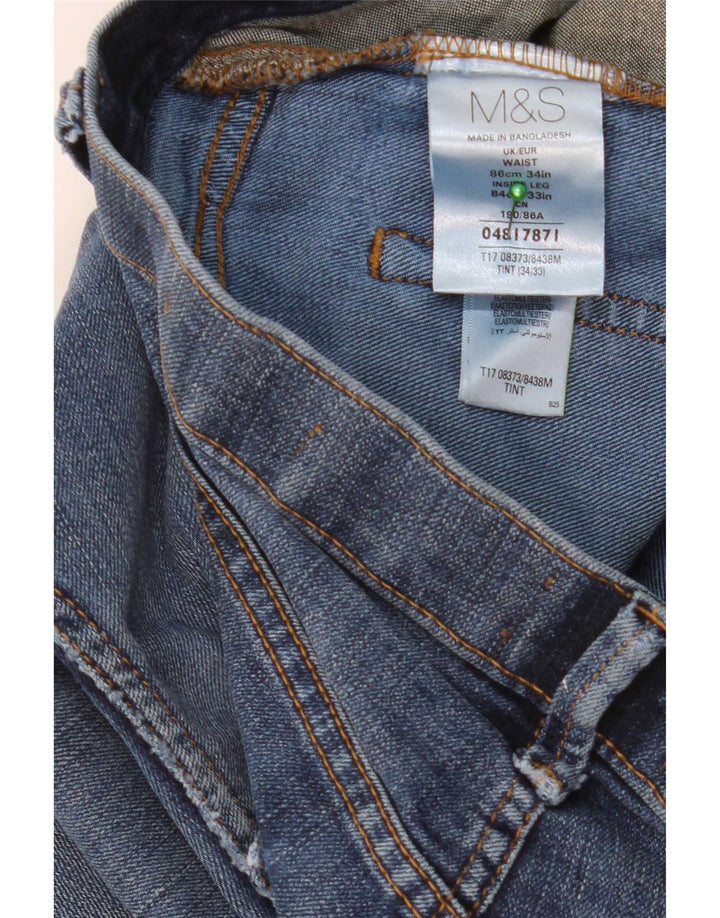 Marks & Spencer Mens Straight Jeans W34 L33 Blue Cotton