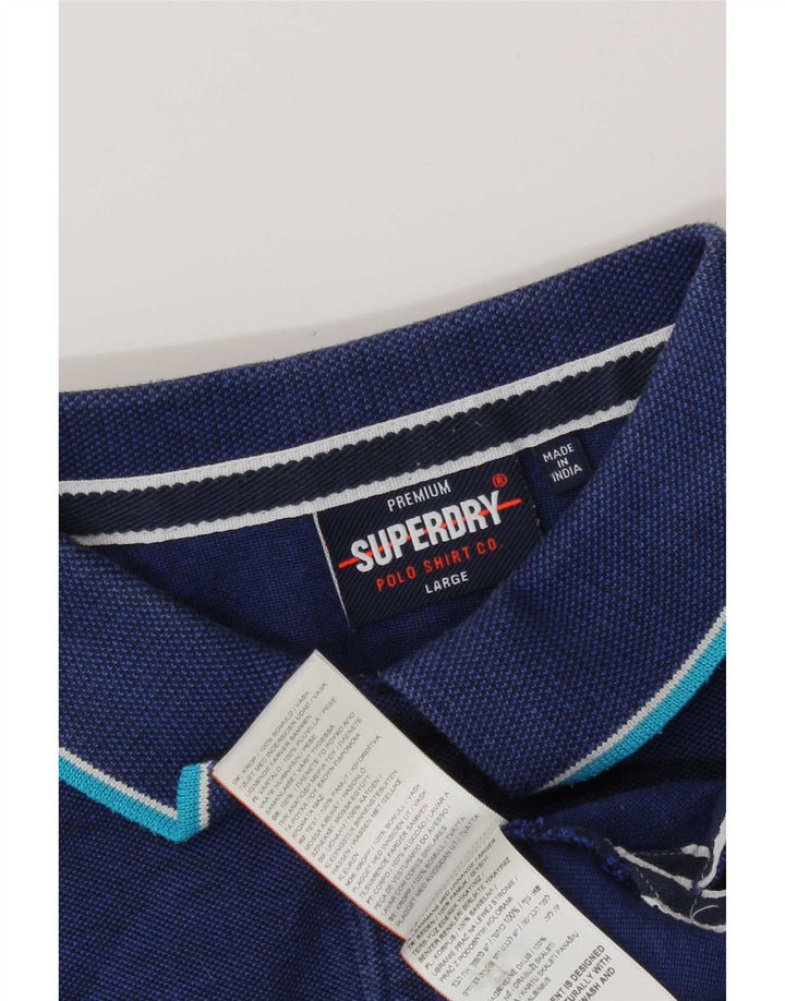 Polo da uomo Superdry Large in cotone blu navy