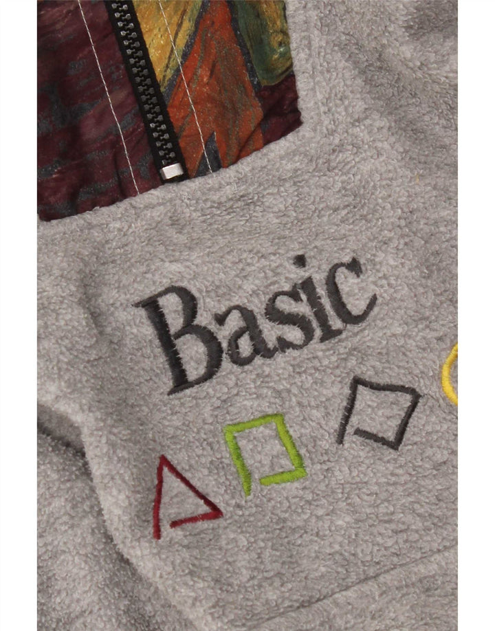 Pulover de bază pentru bărbați, cu fermoar și gât, din lână, mare, gri, geometric, poliester