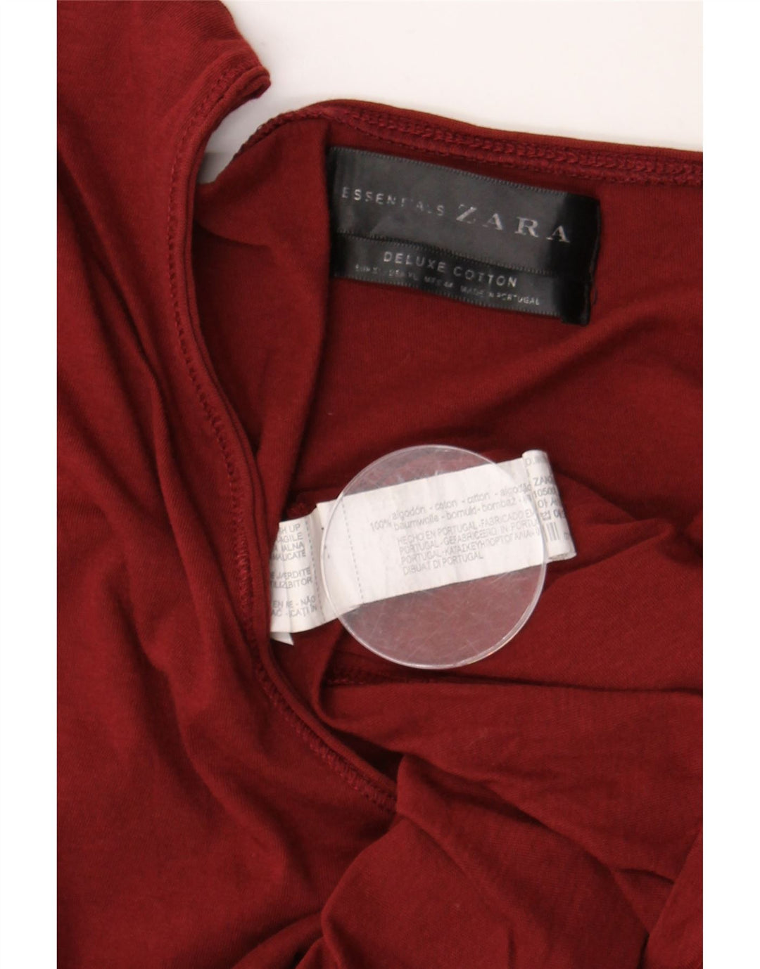 ZARA Mens T-Shirt Top XL Maroon Cotton