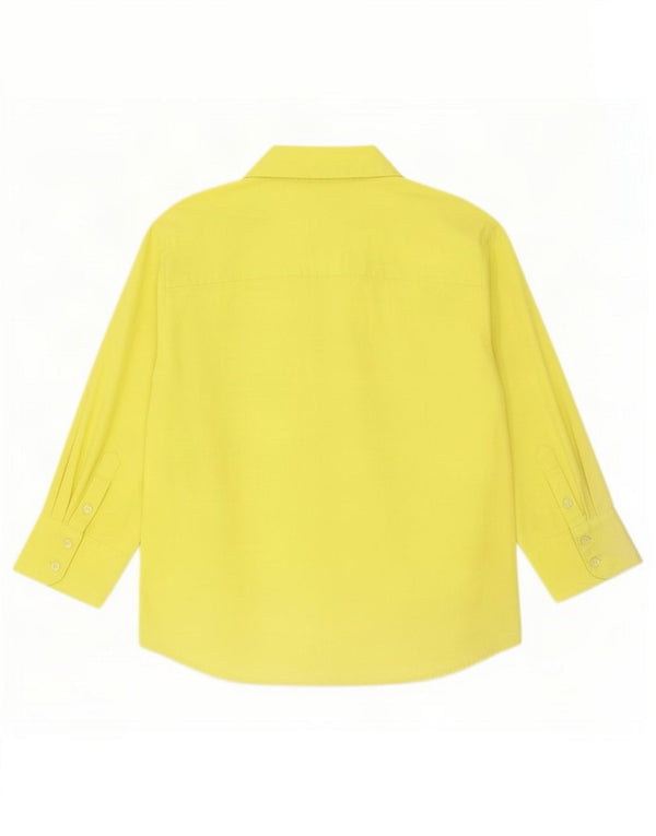 Benetton Womens 3/4 Sleeve Blouse Top UK 12 Medium Yellow Cotton
