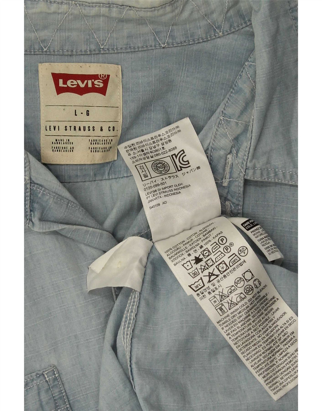 Levi's Mens Denim Shirt Large Blue Cotton