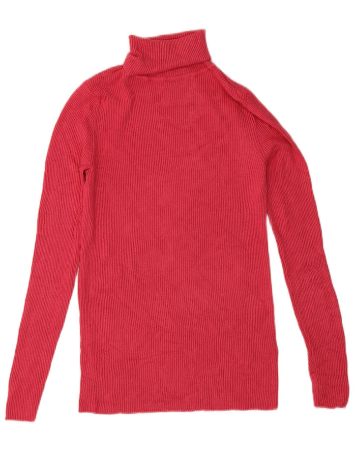 Marks & Spencer Womens Roll Neck Jumper Sweater UK 10 Small Pink Viscose