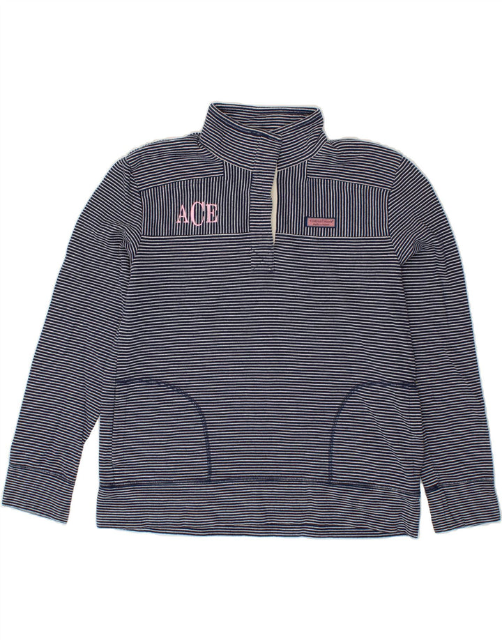 VINEYARD VINES Womens Sweatshirt Jumper UK 14 Medium Navy Blue Pinstripe Vintage Vineyard Vines and Second-Hand Vineyard Vines from Messina Hembry 