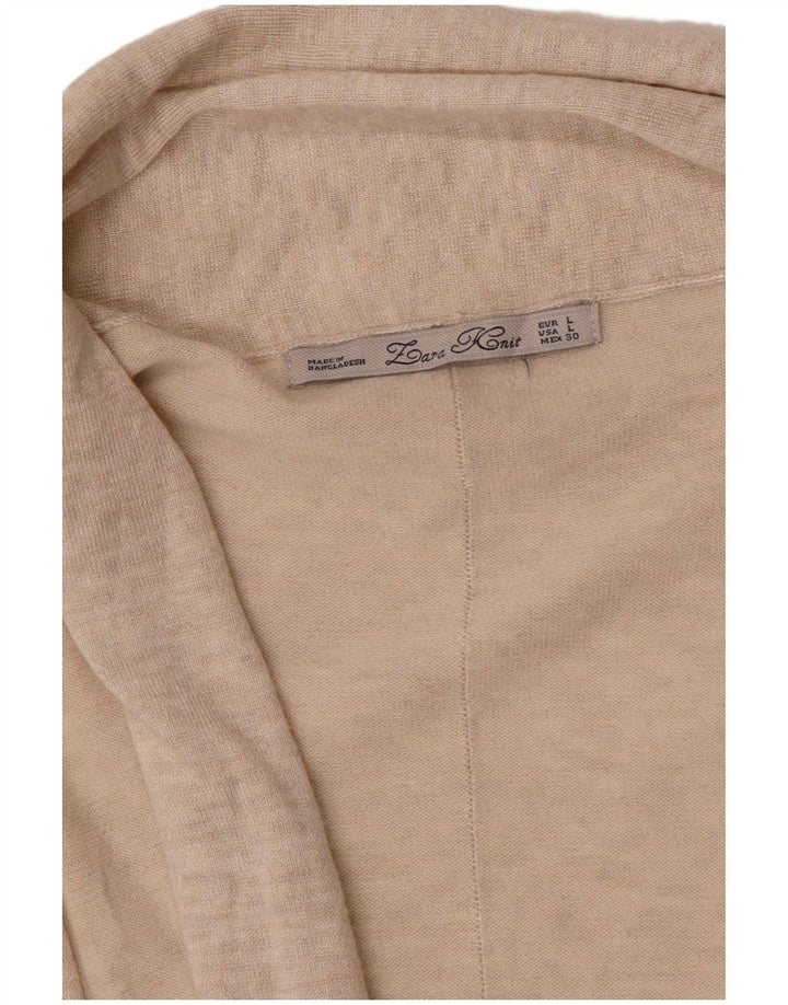ZARA Womens Open Cardigan Sweater UK 14 Large Beige