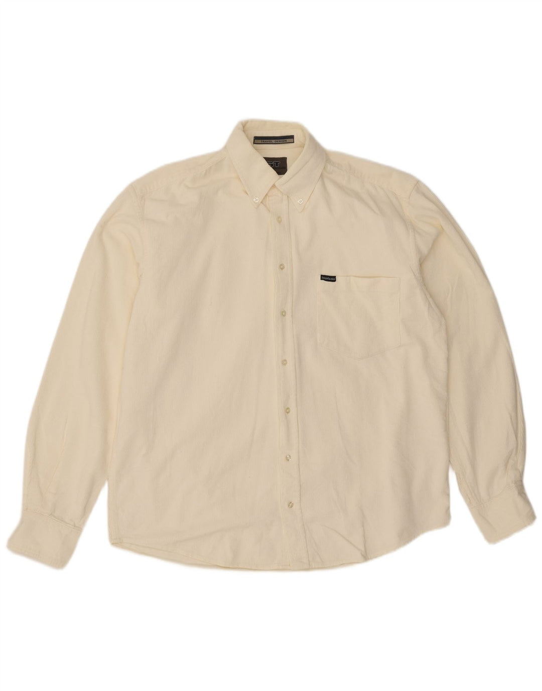 Sergio Tacchini Mens Corduroy Shirt XL White Cotton
