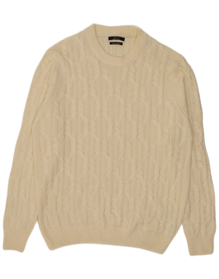 Sonny Bono Mens Crew Neck Jumper Sweater XL Off White Polyester
